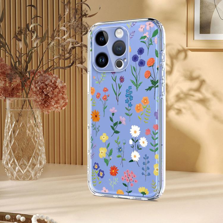 For iPhone 13 Pro Max Flower Pattern Painted TPU Phone Case