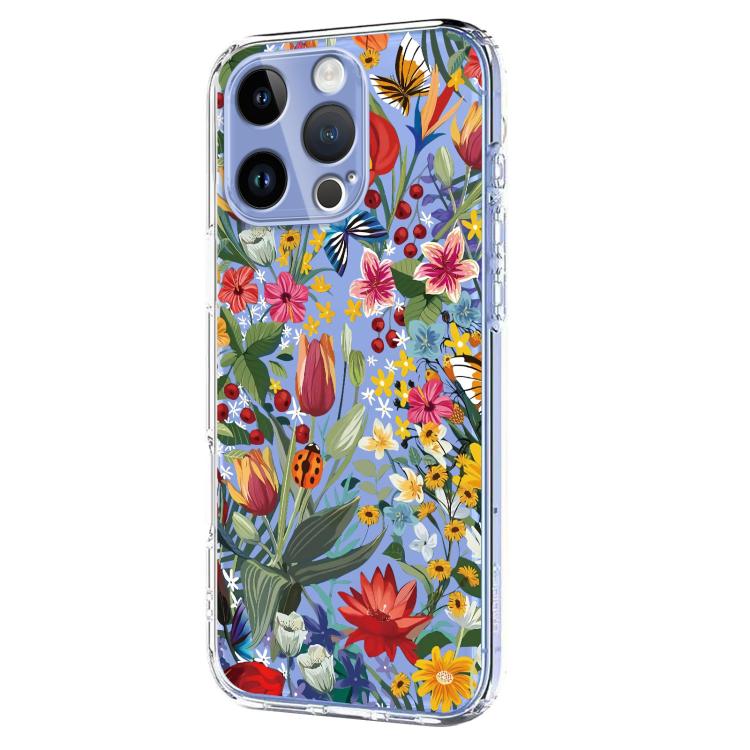 For iPhone 13 Pro Max Flower Pattern Painted TPU Phone Case