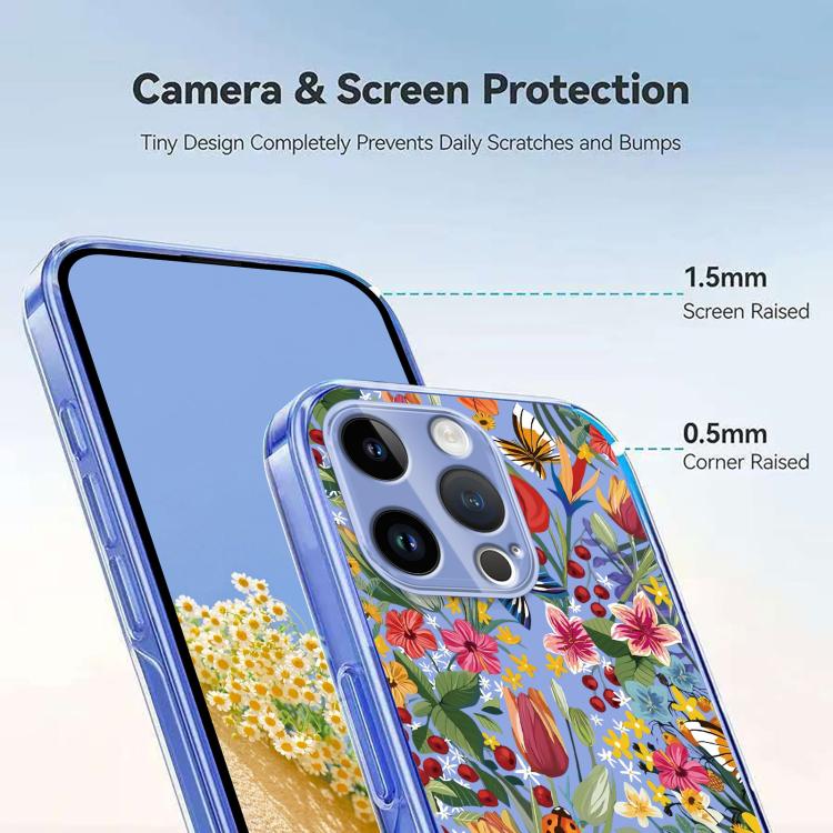For iPhone 13 Pro Max Flower Pattern Painted TPU Phone Case