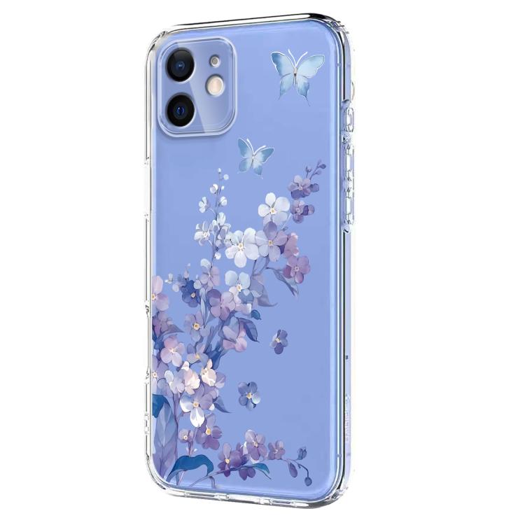 For iPhone 13 mini Flower Pattern Painted TPU Phone Case