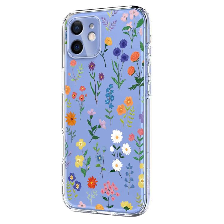 For iPhone 13 mini Flower Pattern Painted TPU Phone Case