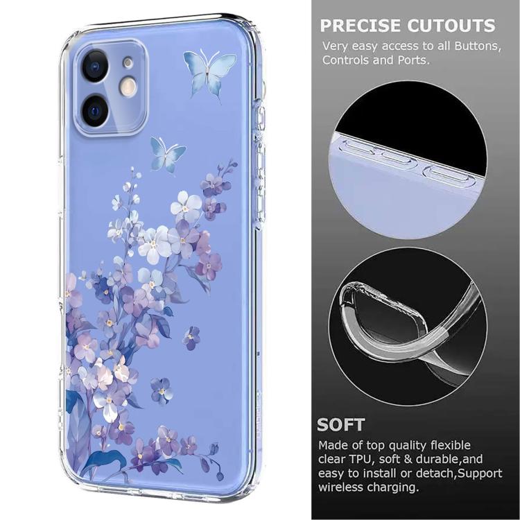 For iPhone 12 Pro / 12 Flower Pattern Painted TPU Phone Case