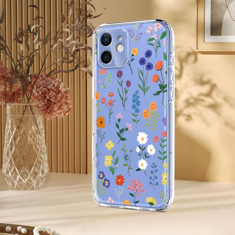 For iPhone 12 Pro / 12 Flower Pattern Painted TPU Phone Case