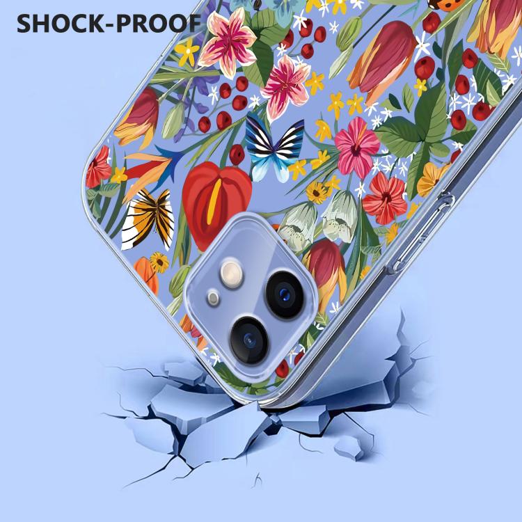For iPhone 12 Pro / 12 Flower Pattern Painted TPU Phone Case