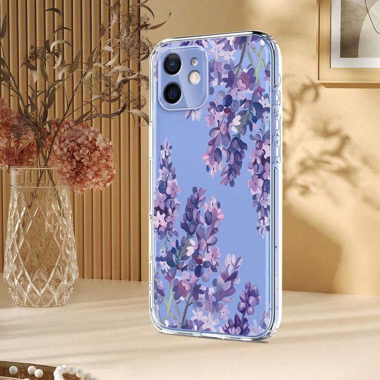 For iPhone 12 Pro / 12 Flower Pattern Painted TPU Phone Case