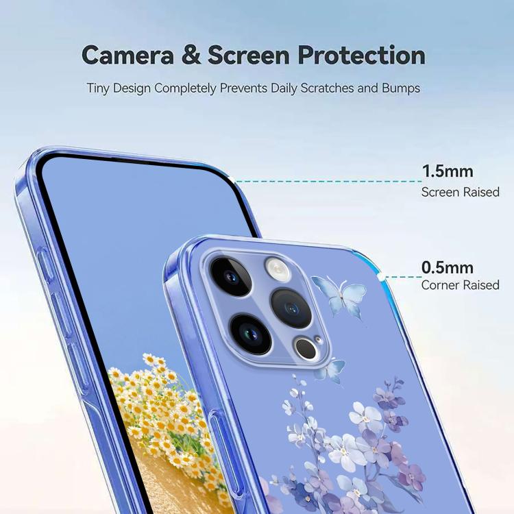For iPhone 12 Pro Max Flower Pattern Painted TPU Phone Case