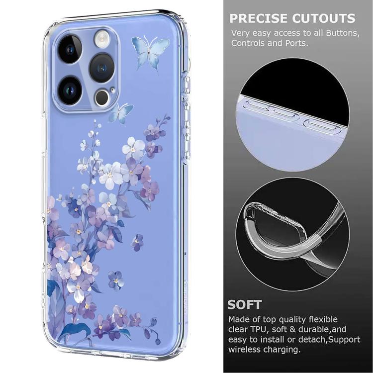 For iPhone 12 Pro Max Flower Pattern Painted TPU Phone Case