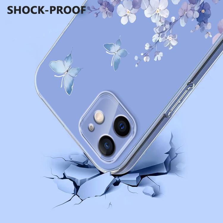 For iPhone 12 mini Flower Pattern Painted TPU Phone Case