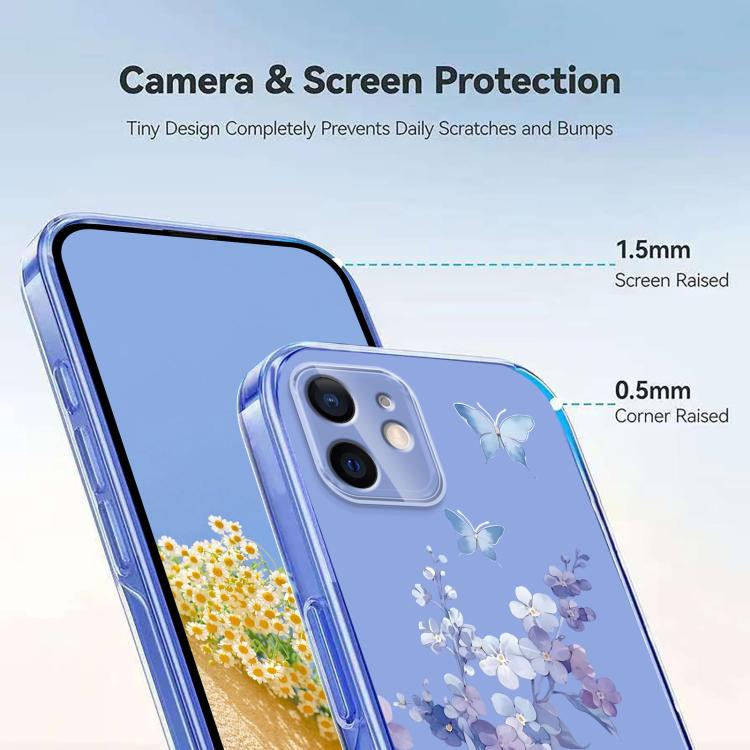 For iPhone 12 mini Flower Pattern Painted TPU Phone Case