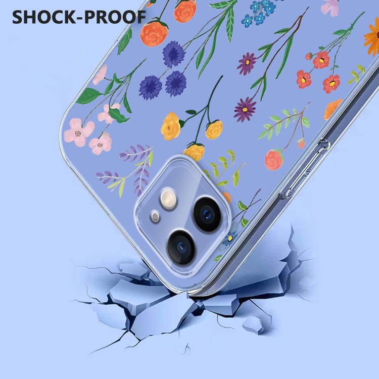 For iPhone 12 mini Flower Pattern Painted TPU Phone Case