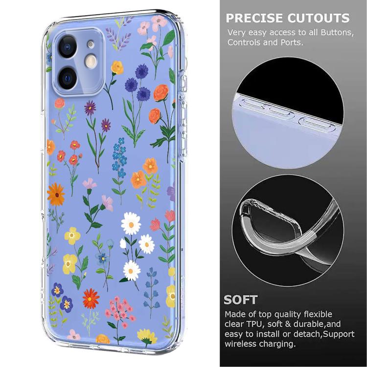 For iPhone 12 mini Flower Pattern Painted TPU Phone Case