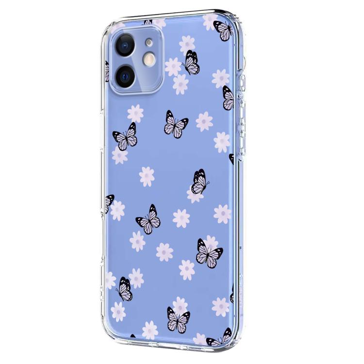 For iPhone 12 mini Flower Pattern Painted TPU Phone Case