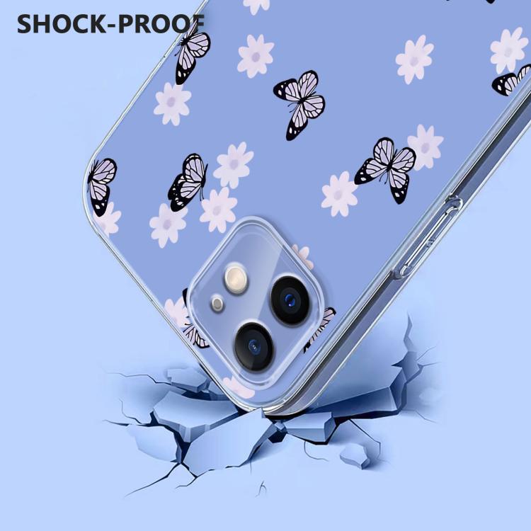 For iPhone 12 mini Flower Pattern Painted TPU Phone Case