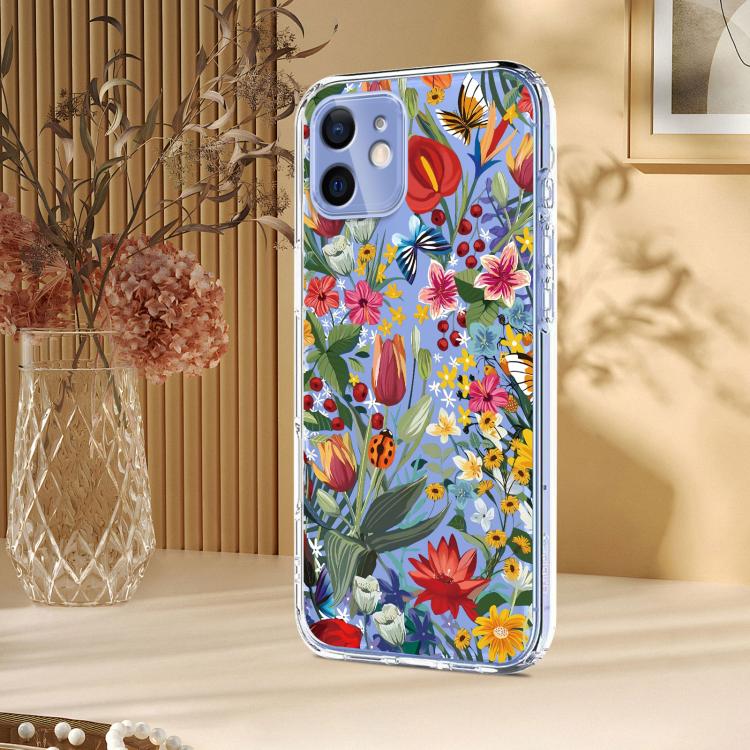 For iPhone 12 mini Flower Pattern Painted TPU Phone Case