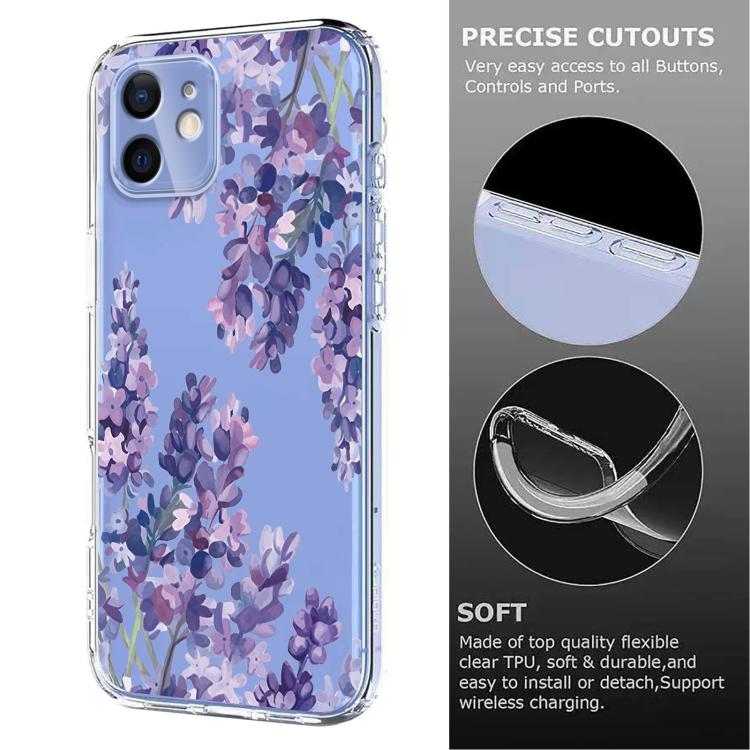 For iPhone 12 mini Flower Pattern Painted TPU Phone Case