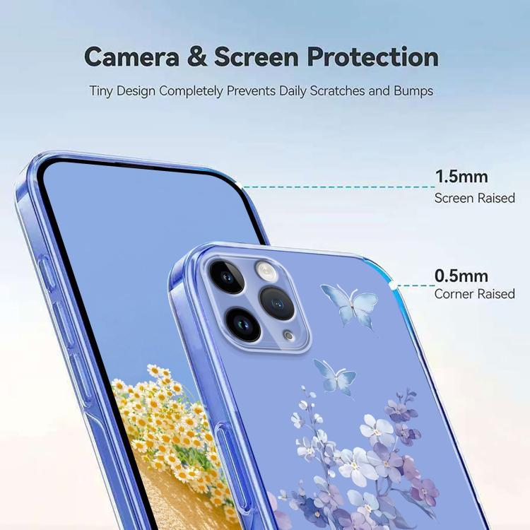 For iPhone 11 Pro Max Flower Pattern Painted TPU Phone Case