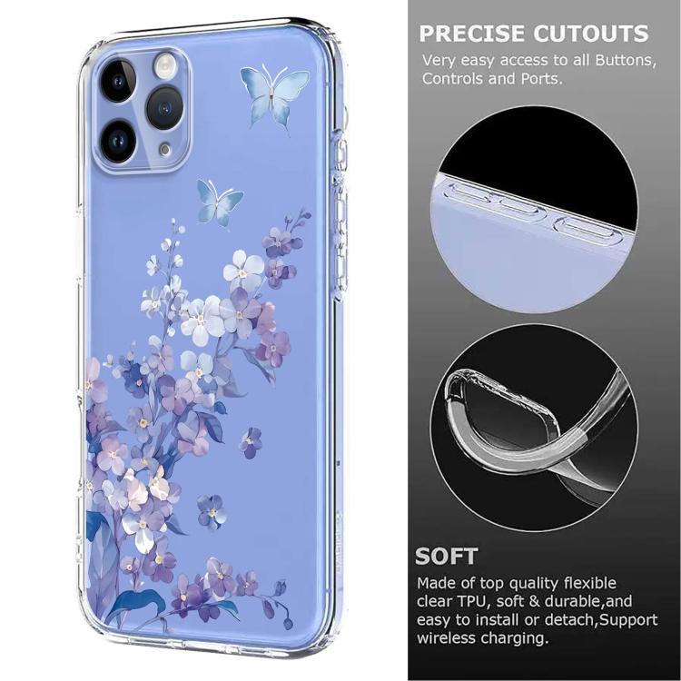 For iPhone 11 Pro Max Flower Pattern Painted TPU Phone Case