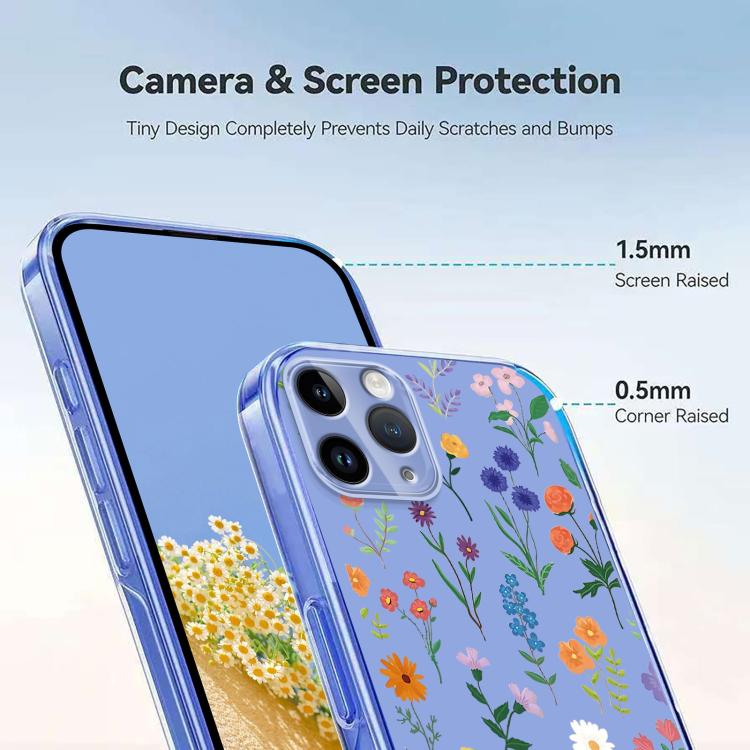 For iPhone 11 Pro Max Flower Pattern Painted TPU Phone Case