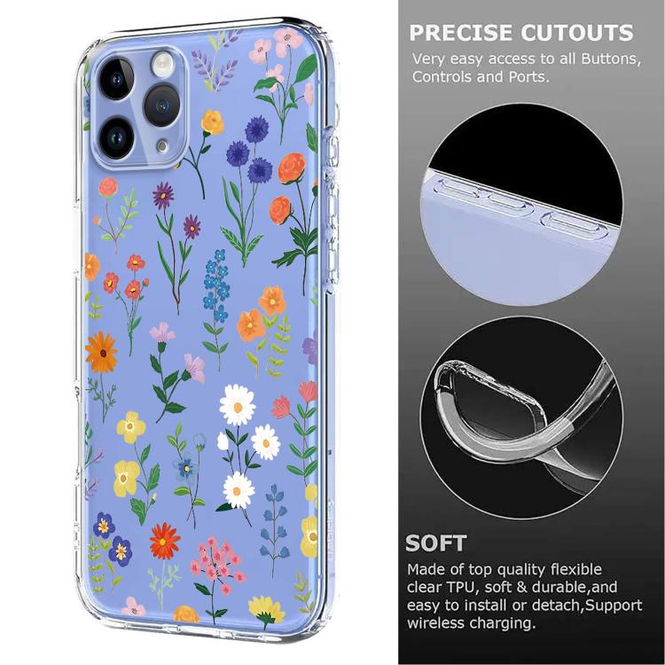 For iPhone 11 Pro Max Flower Pattern Painted TPU Phone Case