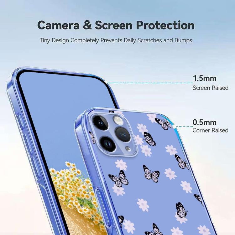 For iPhone 11 Pro Max Flower Pattern Painted TPU Phone Case