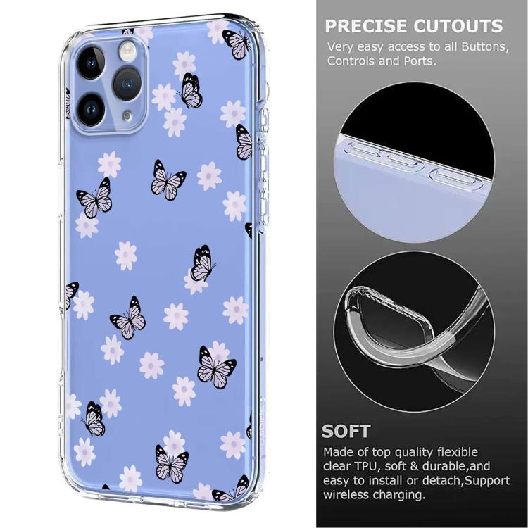 For iPhone 11 Pro Max Flower Pattern Painted TPU Phone Case