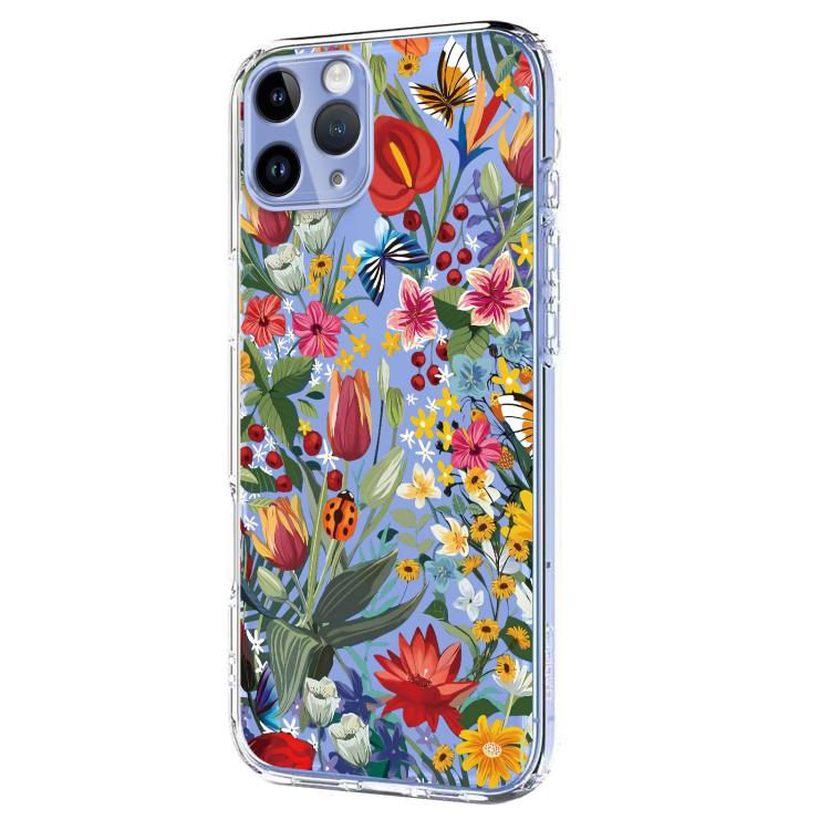 For iPhone 11 Pro Max Flower Pattern Painted TPU Phone Case