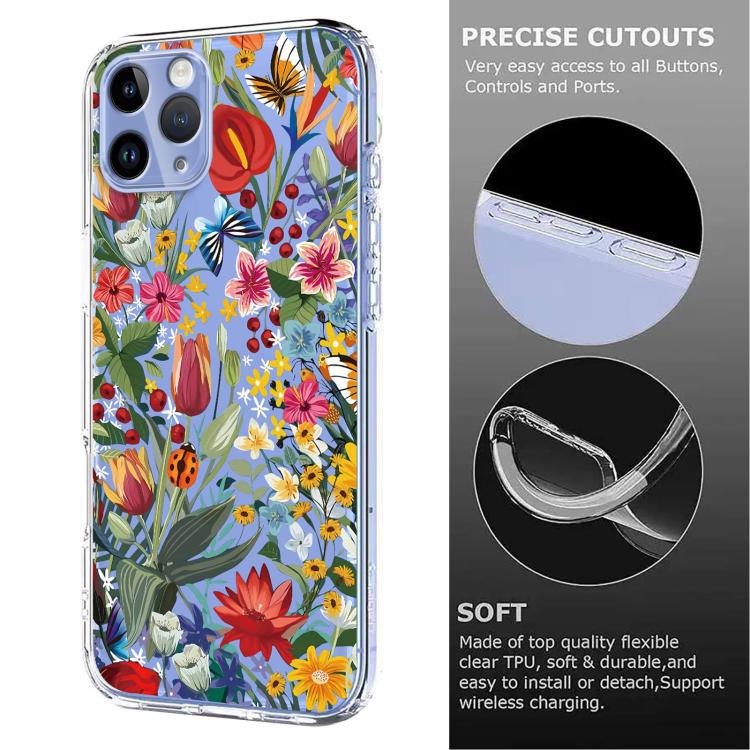 For iPhone 11 Pro Max Flower Pattern Painted TPU Phone Case