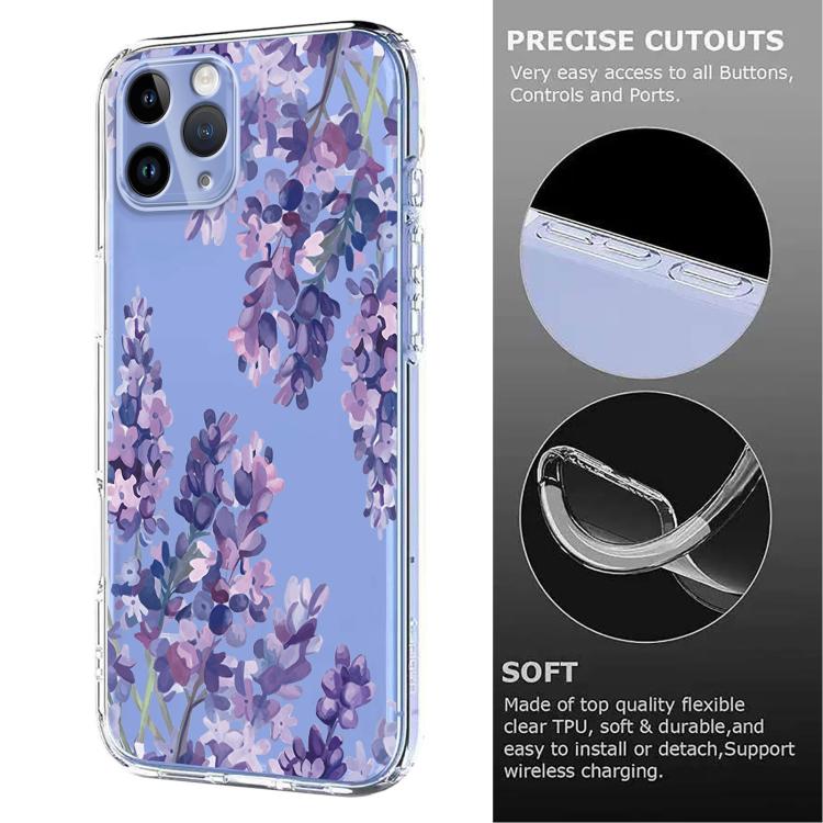 For iPhone 11 Pro Max Flower Pattern Painted TPU Phone Case