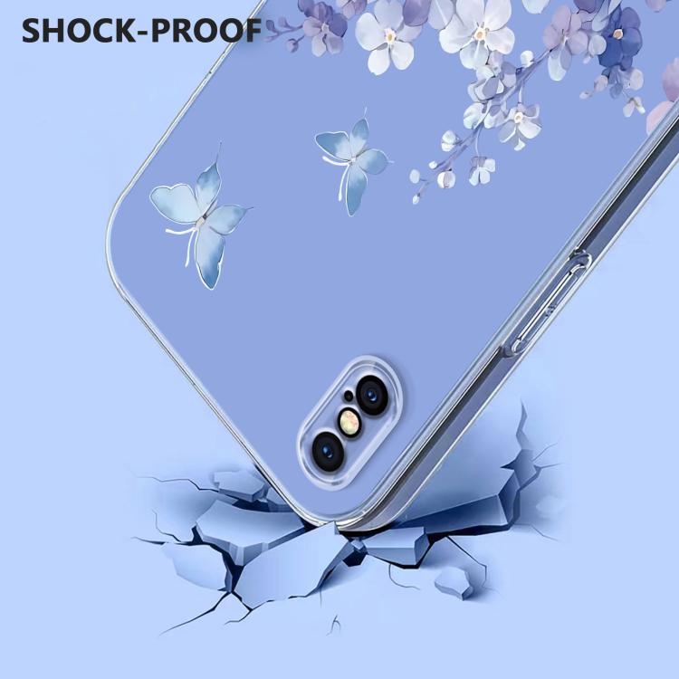 For iPhone X / XS Flower Pattern Painted TPU Phone Case