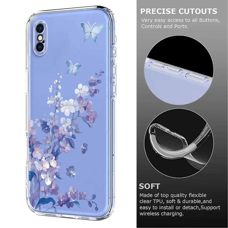 For iPhone X / XS Flower Pattern Painted TPU Phone Case