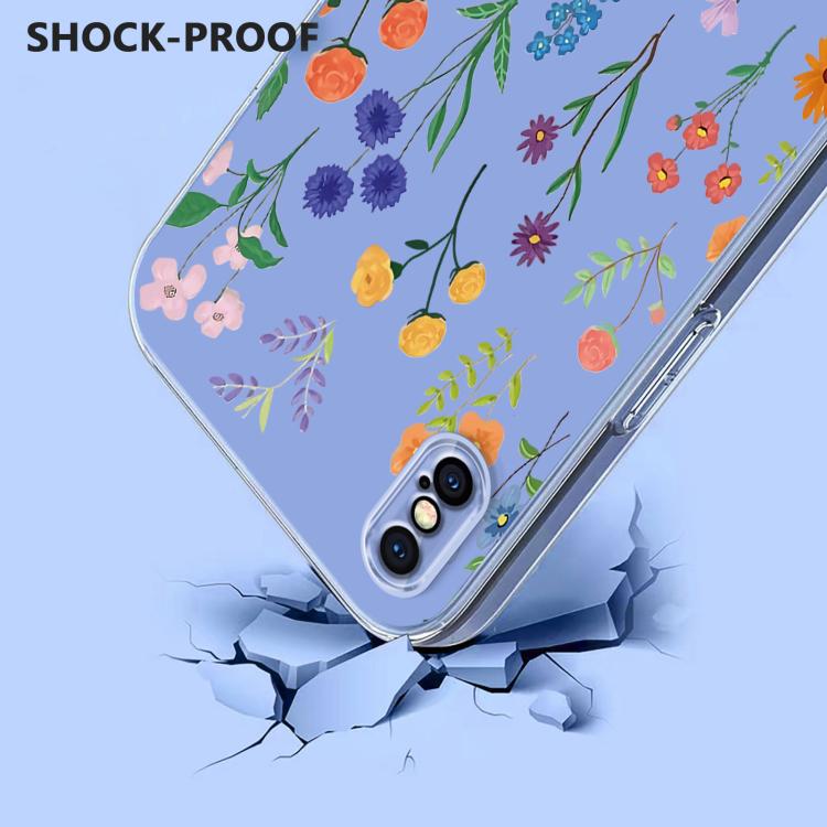 For iPhone X / XS Flower Pattern Painted TPU Phone Case