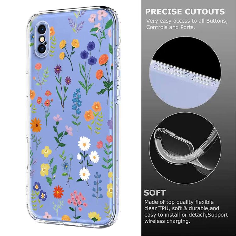 For iPhone X / XS Flower Pattern Painted TPU Phone Case