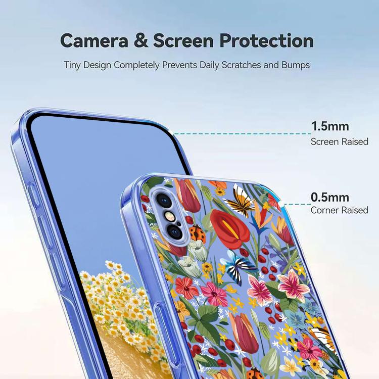 For iPhone X / XS Flower Pattern Painted TPU Phone Case