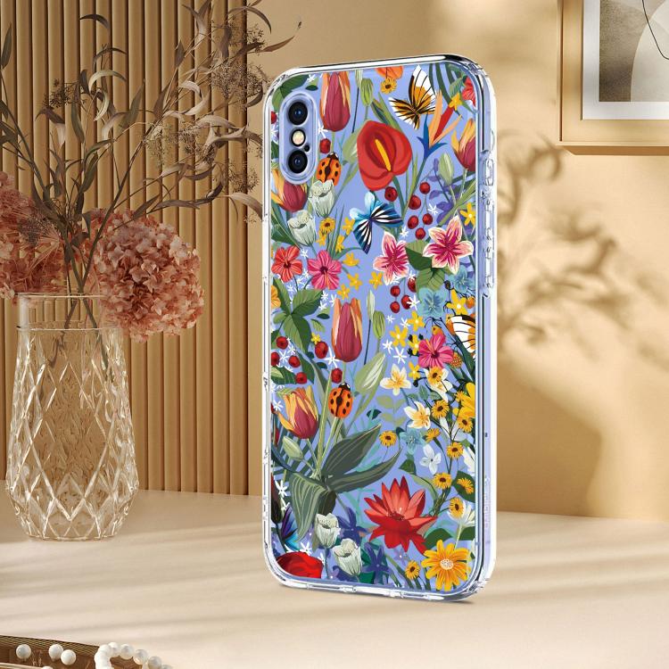 For iPhone X / XS Flower Pattern Painted TPU Phone Case
