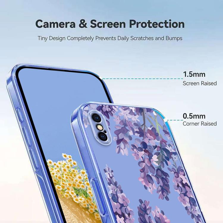 For iPhone X / XS Flower Pattern Painted TPU Phone Case