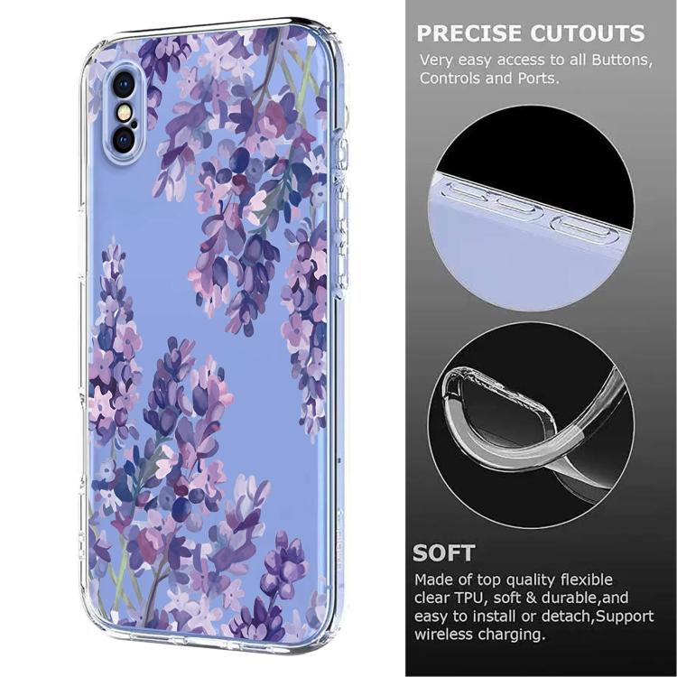 For iPhone X / XS Flower Pattern Painted TPU Phone Case