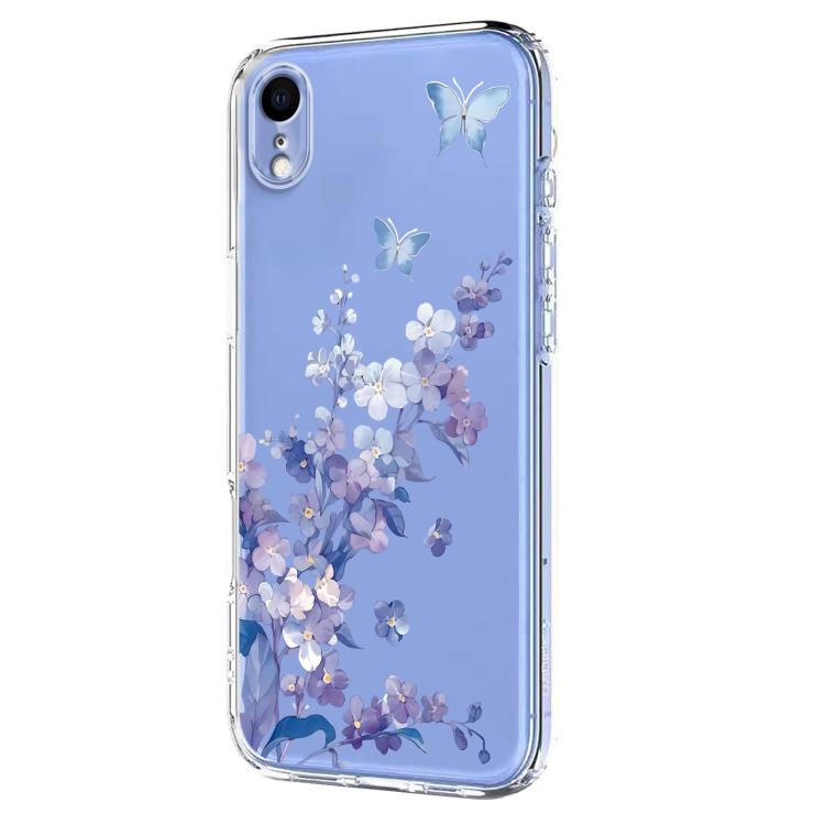 For iPhone XR Flower Pattern Painted TPU Phone Case