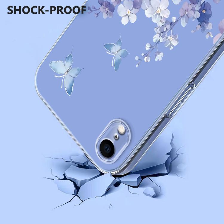 For iPhone XR Flower Pattern Painted TPU Phone Case
