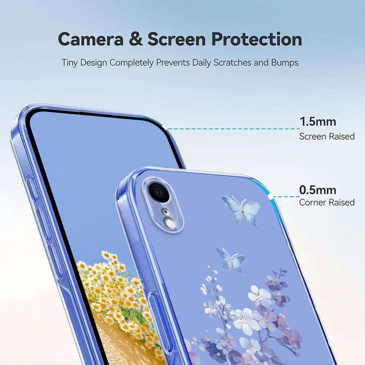 For iPhone XR Flower Pattern Painted TPU Phone Case