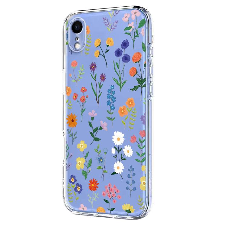 For iPhone XR Flower Pattern Painted TPU Phone Case