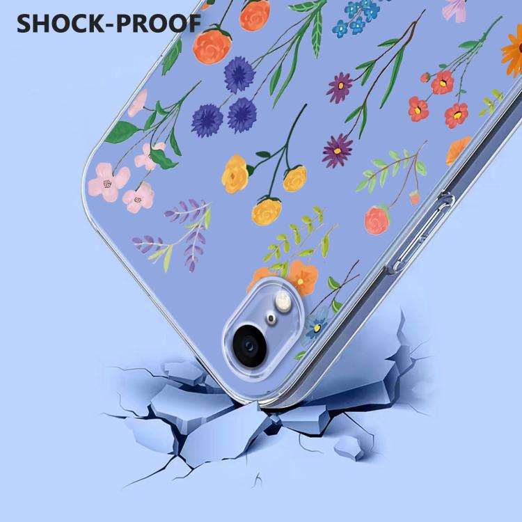 For iPhone XR Flower Pattern Painted TPU Phone Case