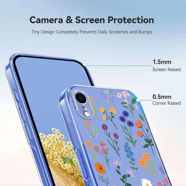 For iPhone XR Flower Pattern Painted TPU Phone Case