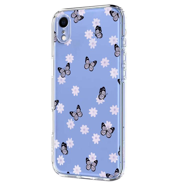 For iPhone XR Flower Pattern Painted TPU Phone Case