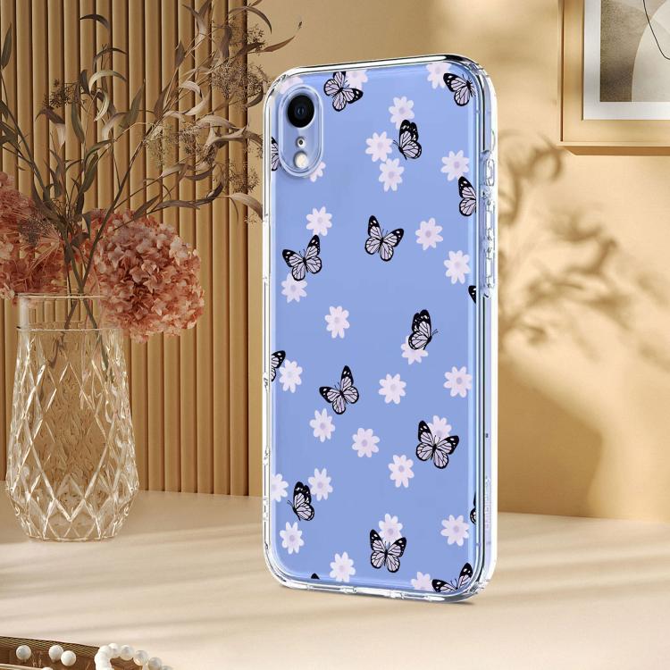 For iPhone XR Flower Pattern Painted TPU Phone Case