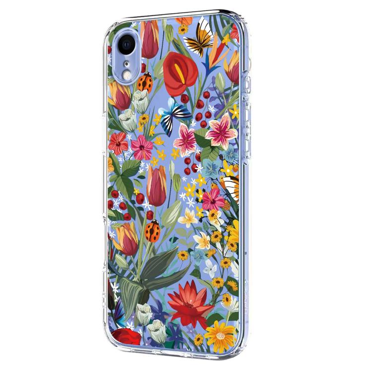 For iPhone XR Flower Pattern Painted TPU Phone Case