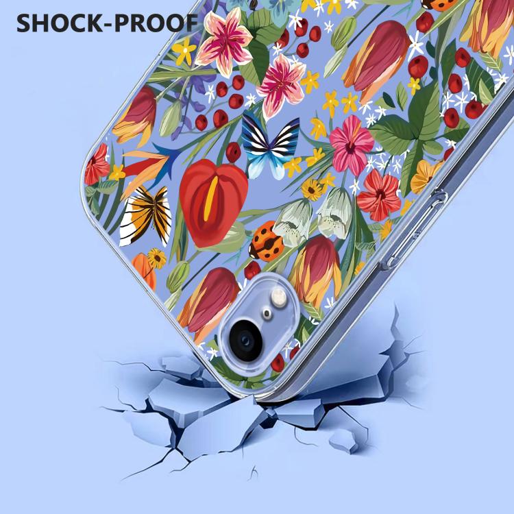 For iPhone XR Flower Pattern Painted TPU Phone Case