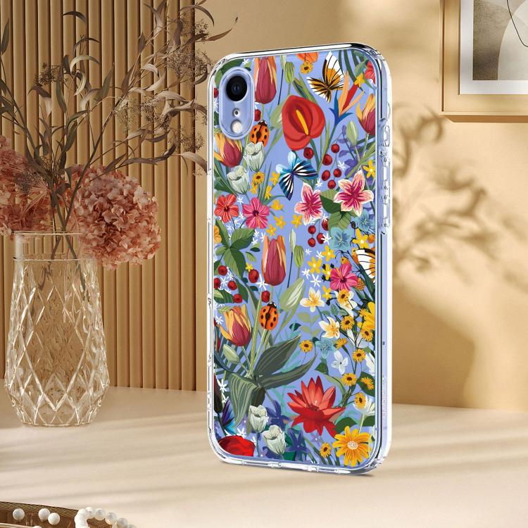 For iPhone XR Flower Pattern Painted TPU Phone Case