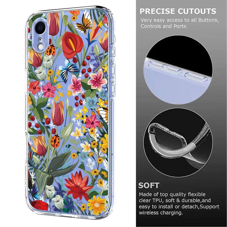 For iPhone XR Flower Pattern Painted TPU Phone Case