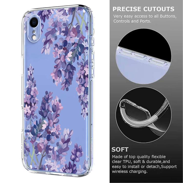 For iPhone XR Flower Pattern Painted TPU Phone Case