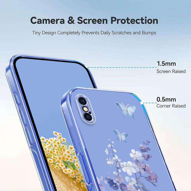 For iPhone XS Max Flower Pattern Painted TPU Phone Case